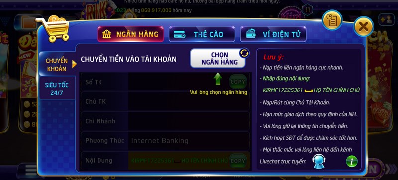 Đa dạng các lựa chọn trong mục giao dịch cung cấp cho người chơi