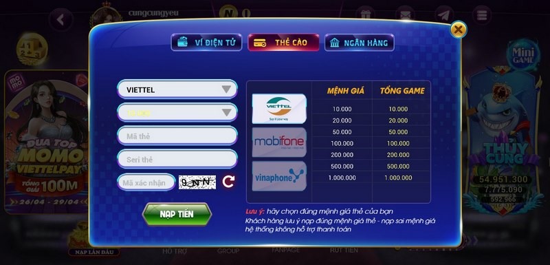 Cổng game mang đến nhiều phương thức giao dịch tiện lợi