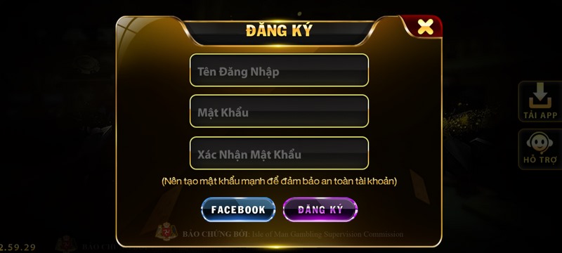 Việc đăng ký tài khoản thành viên ở sân chơi rất dễ dàng