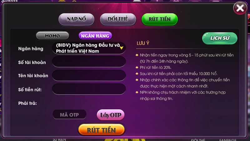 Nạp rút tiền anh em có thể thực hiện qua nhiều phương thức