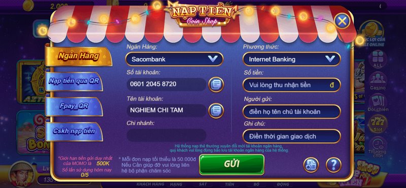 Hướng dẫn chi tiết cách thức nạp rút tiền nhanh chóng