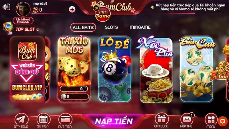 Xóc đĩa Bum Club dẫn đầu thị trường về số lượng người tham gia 