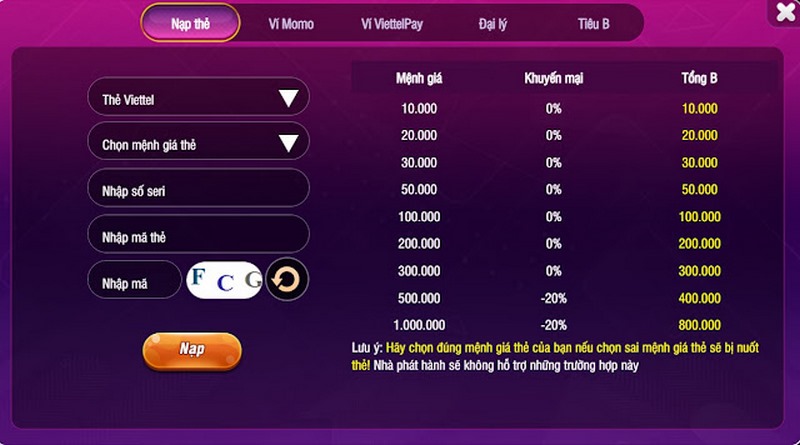 Nhiều cách thức nạp rút tiền được xây dựng tại sân chơi