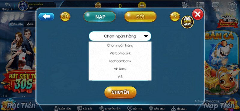 Quy trình nạp rút qua mọi hình thức đều tự động không phí