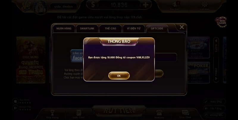 Tặng giftcode cho khách hàng khi đăng ký tài khoản hội viên mới